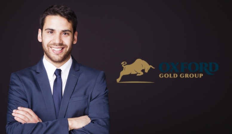 oxford gold group logo with a man in a suit