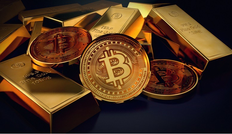 bitcoin and gold bars featured image
