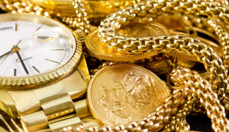 gold jewelries and gold coins