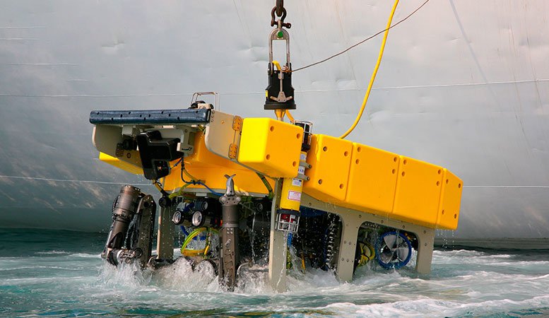 remote operated vehicle searching for gold in the ocean