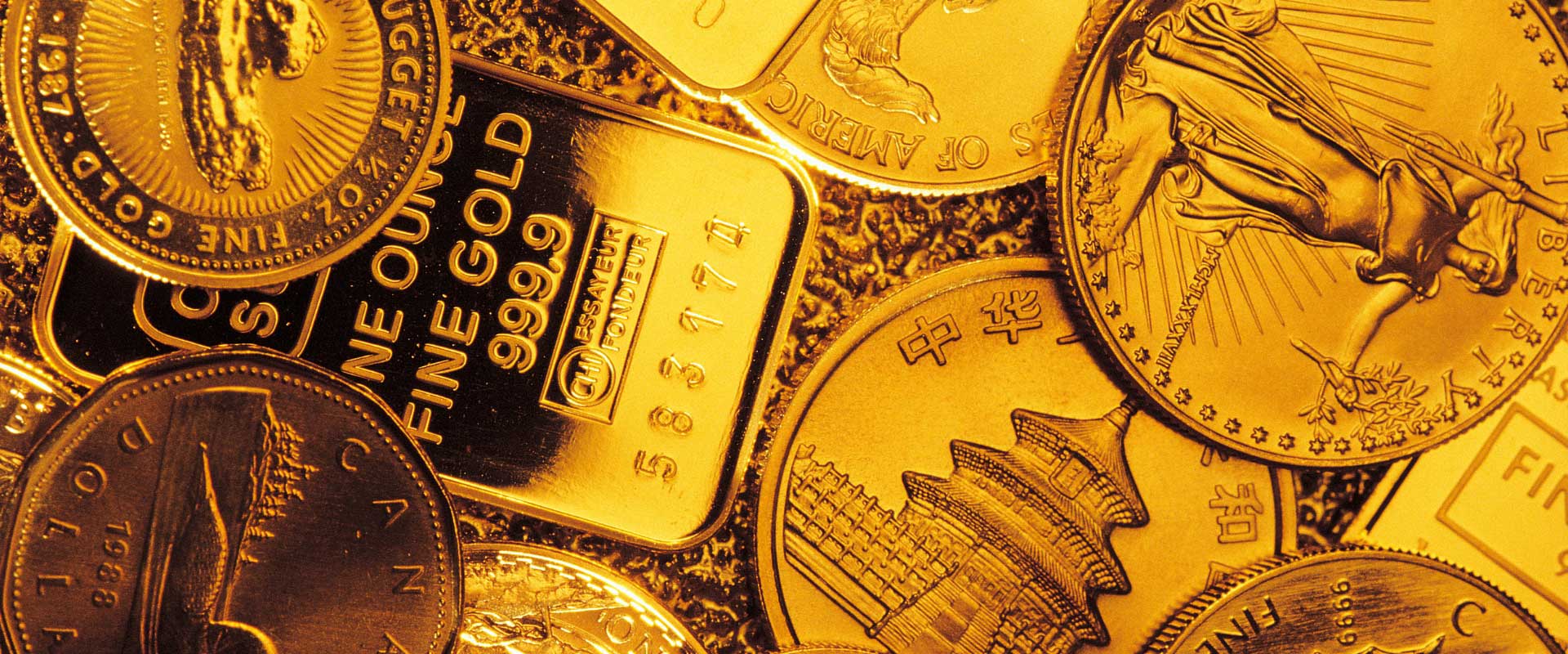 fine gold bars and gold coins