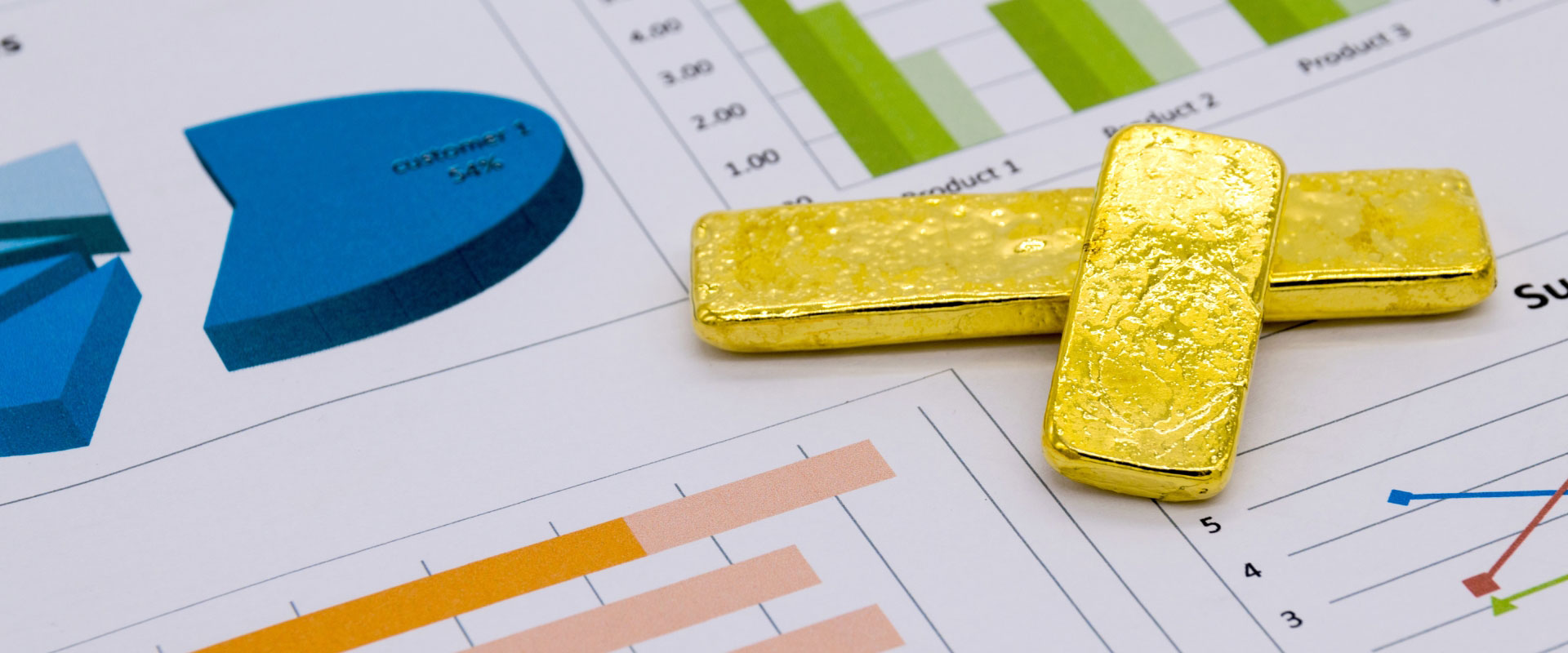 two gold bars on business report