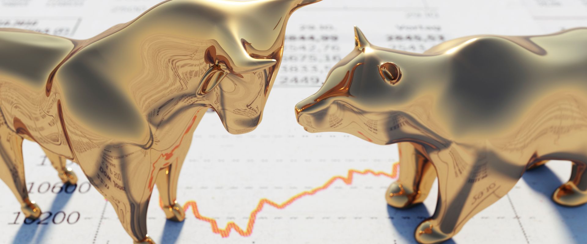 gold bull and bear figure on price chart