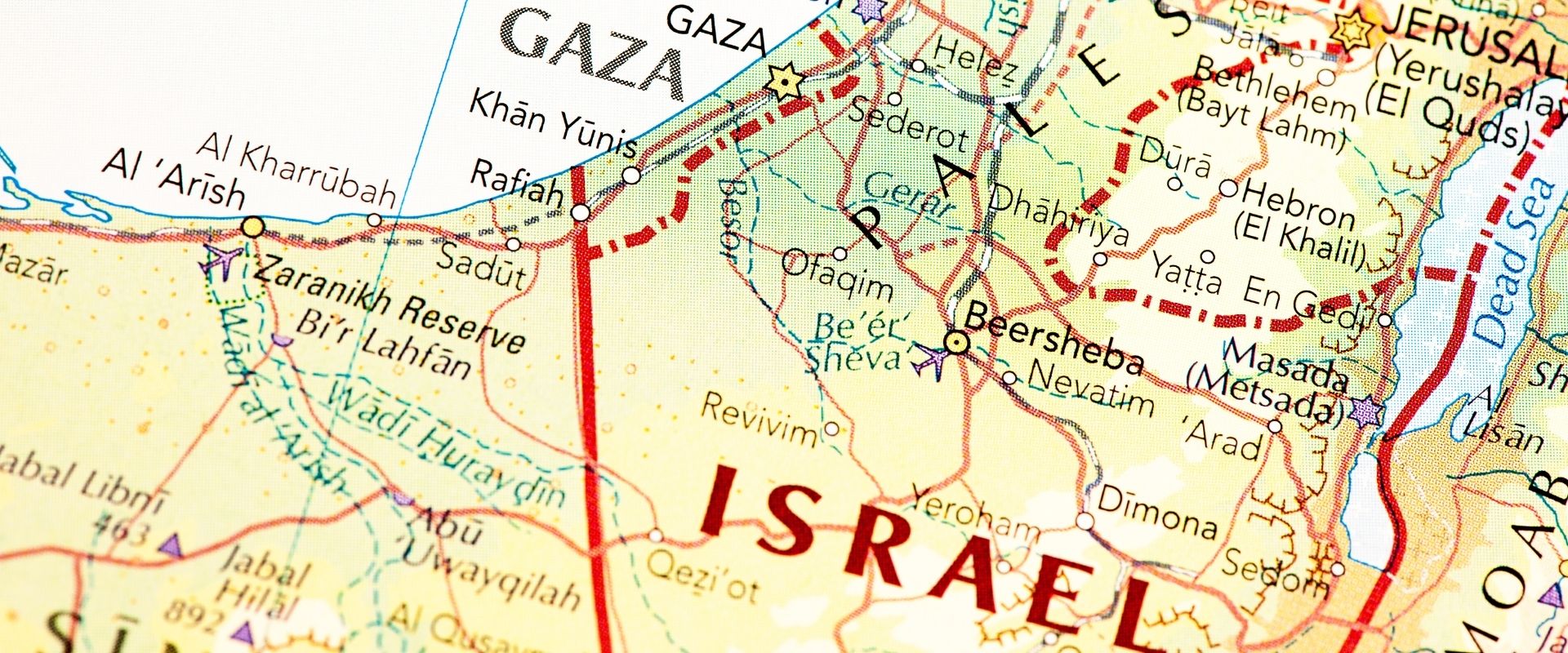 map showing israel and gaza