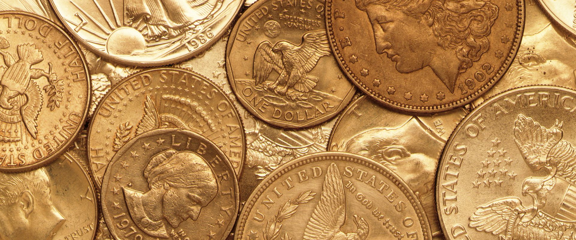various American gold coins from different years